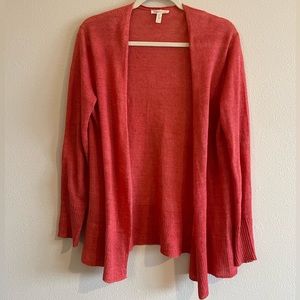 Eileen Fisher 100% Linen Cardigan Sweater Open-Front Women’s Medium Red Summer